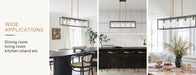 5-Lights Industrial Farmhouse Style Hanging Decorative Rectangle Pendant Lights, Black Antique Brass With Clear Glass Shade, Dining Room Kitchen Island Chandelier - DTYStore