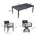 7-Piece Outdoor Patio Aluminum Furniture, Modern Dining Set, including 6 Swivel Rockers Sunbrella Fabric Cushioned and Rectangle Dining Table with Umbrella Hole, Ember Black - DTYStore