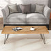 Modern Coffee Table, Easy Assembly Tea Table, Cocktail Table with w/Chevron Pattern & Metal Hairpin Legs for Living Room, Ash Wood Finished - DTYStore