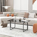 Modern Tempered Glass Tea Table Coffee Table, Table for Living Room,Black - DTYStore