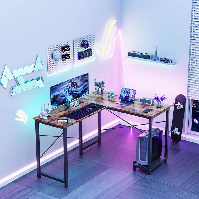 L Shaped Gaming Desk,Brown - DTYStore