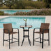 3 Pieces Outdoor Bar Stools Set,Rattan Bar Chairs,with glass table top, Wicker Bar Stools for Backyard, Garden, Pool, Balcony and Deck, Brown - DTYStore