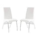 Set of 2 Padded Leatherette Side Chairs in White and Chrome - DTYStore