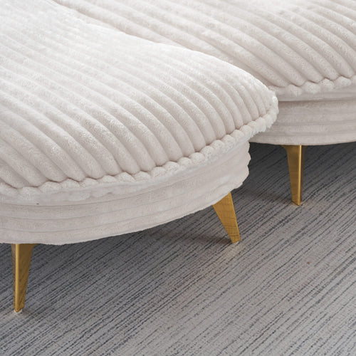 65.00 inches long, Corduroy Sofa Fabric, with three matching pillows and two spacious and comfortable seats, for Apartment Office Living Room -Beige - Image 6