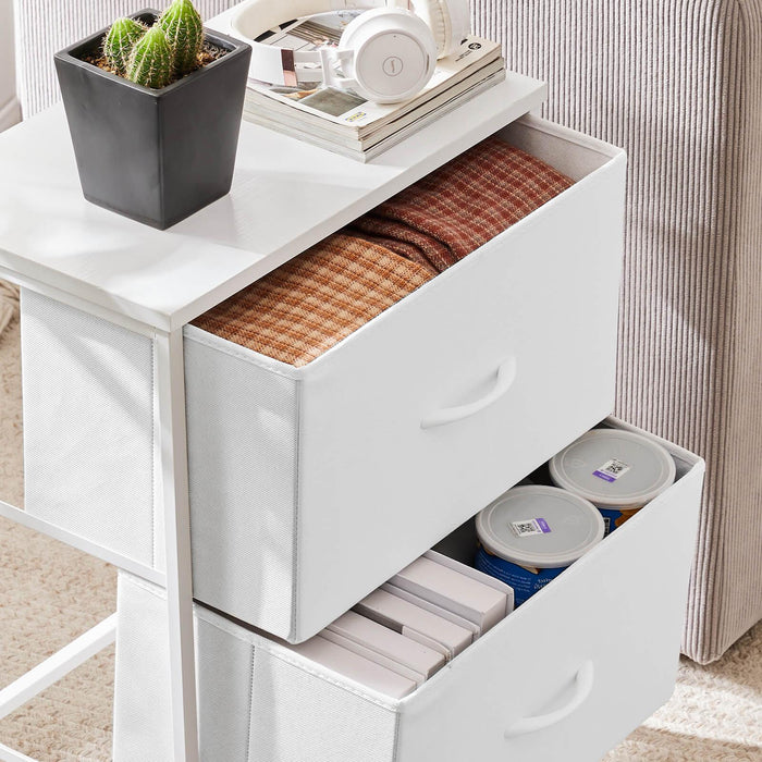 Drawers Dresser Chest of Drawers,Metal Frame and Wood Top,2bc,White - DTYStore