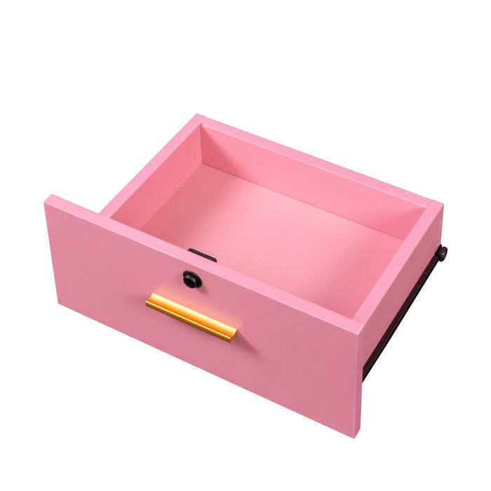 Pink Modern Simple Hair Desk, Multi-Layer Storage Space - DTYStore
