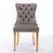 Nikki Collection Modern, High-end Tufted Solid Wood Contemporary Velvet Upholstered Dining Chair with Golden Stainless Steel Plating Legs,Nailhead Trim,Set of 2,Gray and Gold - DTYStore
