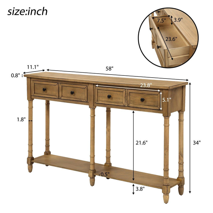 Console Table Sofa Table Easy Assembly with Two Storage Drawers and Bottom Shelf for Living Room, Entryway - DTYStore