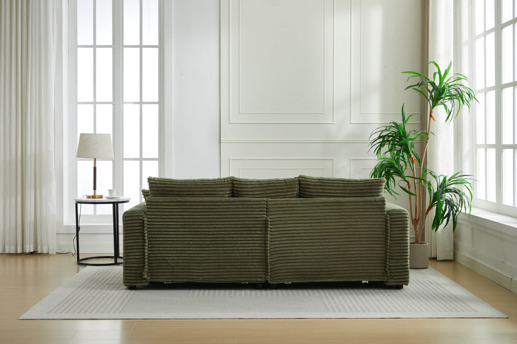 Modern Sectional Couch , 2 Pieces Corduroy Couch Cushion Covers , Soft Stretch Sofa Slipcovers with 2pcs Pillows