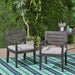Outdoor Dining Chair Set of 2, Dark Grey With Light Grey Cushion - DTYStore