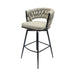 28' Bar Chair Linen Woven Bar Stool Set of 2,Black legs Barstools No Adjustable Kitchen Island Chairs,360 Swivel Bar Stools Upholstered Bar Chair Counter Stool Arm Chairs with Back Footrest (Grey) - DTYStore