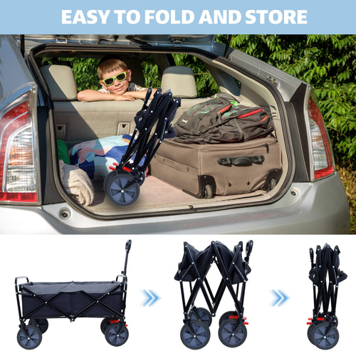 150L Collapsible Wagon Cart Foldable, Utility Garden Wagon with 360lbs Weight Capacity, Heavy Duty Portable Sport Wagon with Wheels for Outdoor, Grocery, Shopping - Image 15