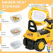 Ride On Excavator with Under Seat Storage, Pull Cart Kids Bulldozer for Boys & Girls, Sit and Scoot Construction Toy with Horn, Front Loader Shovel, for Sand and Snow, Ages 3 Years Old - DTYStore