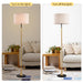 Floor Lamp for Living Room with Beige Lampshade, Standing Lamp Tall Industrial Floor Lamp Reading for Bedroom, Office (No Included Bulb) -Matte Black+Matte Gold - DTYStore