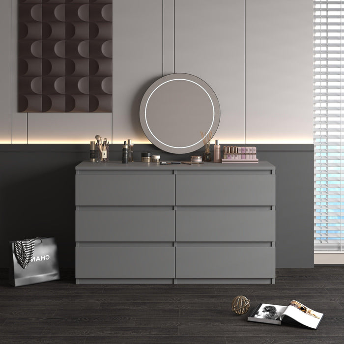 Grey Large 6 drawers chest of drawer dressers table - DTYStore