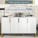 Modern Sideboard with Four Doors, Metal Handles & Legs, Adjustable Shelves Kitchen Cabinet - DTYStore