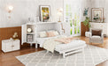Full Murphy Bed with Hidden Storage & Modern Woven Design,White - DTYStore