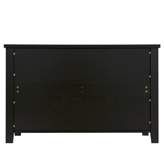 Drawer Dresser BAR CABINET side cabinet,buffet sideboard,buffet service counter, solid wood frame,plasticdoor panel,retro shell handle,applicable to dining room, living room, kitchen ,corridor,black - DTYStore