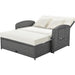 PE Wicker Rattan Double Chaise Lounge, 2-Person Reclining Daybed with Adjustable Back and Cushions, Free Furniture Protection Cover, White - DTYStore