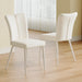Modern minimalist dining chair, white PU leather curved back and seat cushion, white metal chair legs, suitable for dining room, bedroom, living room. A set of 2 chairs. 008 - DTYStore