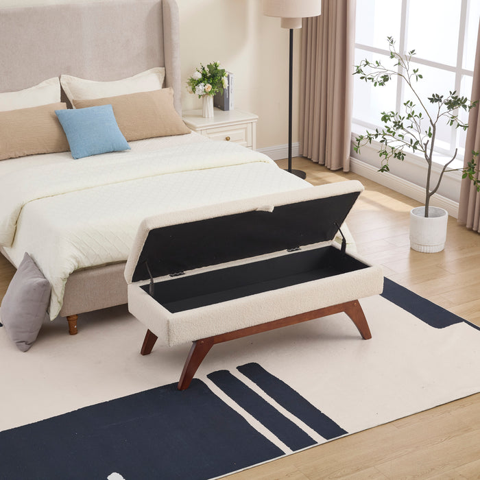 COOLMORE Teddy wool fabric, solid wood feet for solid weighing, and bed end stool with storage function