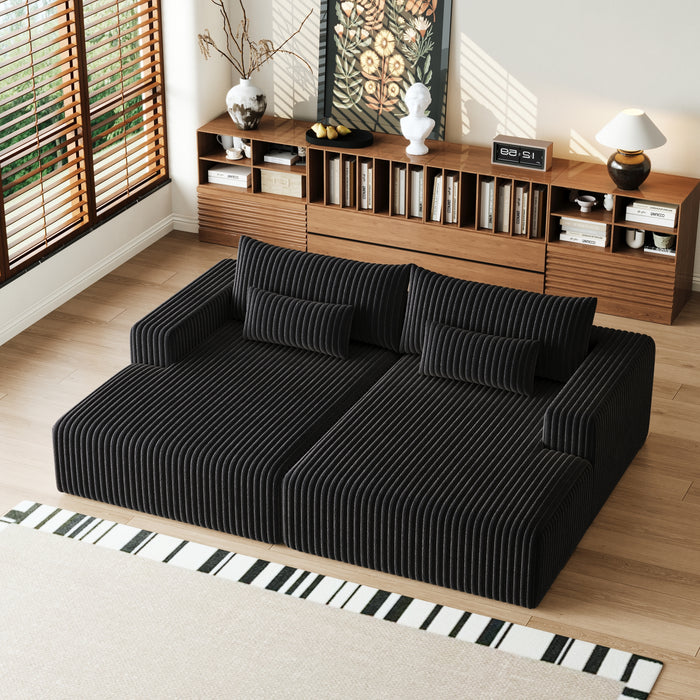 102" Oversized Sectional Lounge Chaise,No Assembly Required,Cloud Plush Loveseat with Reclining Sofa Bed,Fluffy Modern Sleeper Chair for Indoor Living Room Bedroom