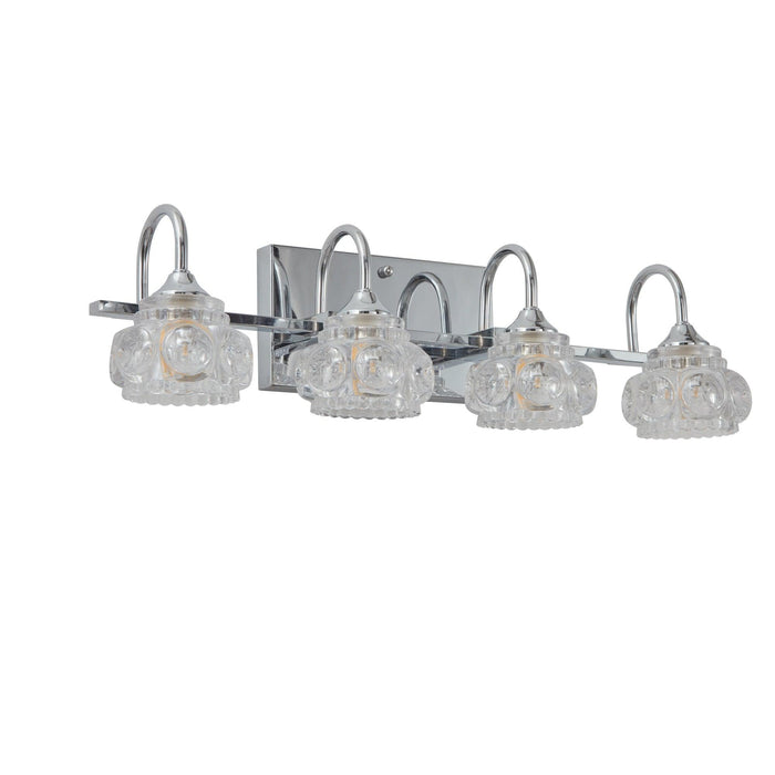 Brushed Nickel Finish Vintage Crystal Vanity Light - Elegant 4-Light Bathroom Mirror Fixture with Clear Glass Shades - DTYStore