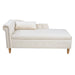 Beige Chaise Lounge Indoor,Velvet Lounge Chair for Bedroom with Storage & Pillow,Modern Upholstered Rolled Arm Chase Lounge for Sleeping with Nailhead Trim for Living Room Bedroom Office - DTYStore