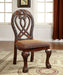 Formal Majestic Traditional Dining Chairs Cherry Solid wood Fabric Seat Intricate Carved Details Set of 2 Side Chairs - DTYStore