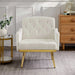 cream white velvet armchair with metal legs Default -DTYStore
