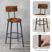 Round Bar Stool Set With Shelves, Stool With Backrest Rustic Brown, 23.6'' Dia x 35.4'' H - DTYStore