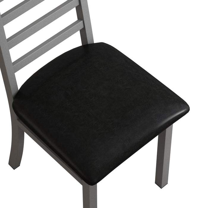 Metal Dining Chairs Set of 2, Steel Legs and PU Leather Seats, High Back Armless Dining Chairs, for Kitchen, Living Room, Grey