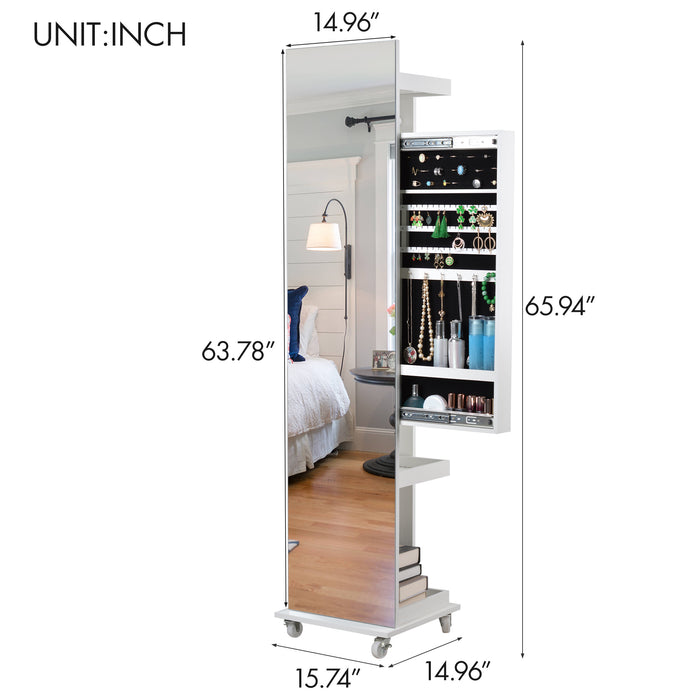 Full Length Mirror 360Â° Swivel Jewelry Cabinet
