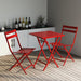 3 Piece Patio Bistro Set of Foldable Square Table and Chairs, Red - DTYStore