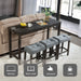 4 Piece Bar Table Set with Power Outlet,Bar Table Set with Chairs,Sofa Bar Table with Stools,Behind Couch Table with 3 Padded Stools,for Living Room,Dining room, Dark Gray - DTYStore