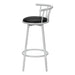 Barstool, Set Of 2, Swivel, Bar Height, Grey Metal, Black Leather Look, Contemporary, Modern - DTYStore