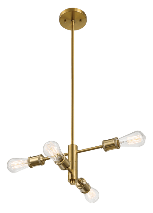 Trellis Four Lights Modern Gold Chandelier Vintage Pendant Fixture for Living Room Dining Kitchen 15"W × 6.75"H