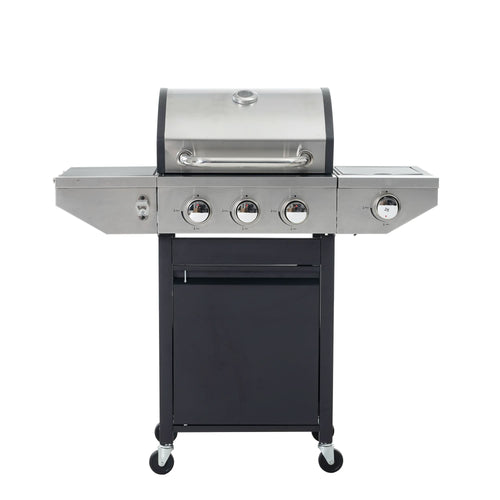 Propane Grill 3 Burner Barbecue Grill Stainless Steel Gas Grill with Side Burner, 37,000 BTU Outdoor Cooking, Patio, Garden Barbecue Grill, Black and Silver - Image 10