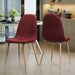 Mid-Century Dining Chair Fabric Upholstered Chair with Light Walnut Finished Metal Legs (Set of 2), Red - DTYStore