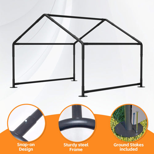 Extra Large Outdoor Dog House Tent with 3-Sided Mesh Windows, Breathable Sun Rain Cover Pet Shelter with Canopy and Ground Stakes for Dogs, Cats, Livestock – 4' x 4' x 3.3', Gray - Image 8