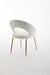 061-Set of 1 Teddy Fabric Dining Chairs With Curved Backrest and Golden Metal Legs for Kitchen or Dining Room ,White - DTYStore