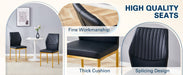 Luxury Simple Chair - Set of 6 BLACK PU Material High Resilience Dining Chair with Metal Gold Leg.The Chair Back Has a Vertical Stripe Design With Smooth And Uniform Lines. - DTYStore