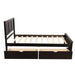 Platform Storage Bed, 2 drawers with wheels, Twin Size Frame, Espresso - DTYStore