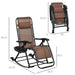 Outsunny Set of 2 Outdoor Rocking Chairs, Foldable Reclining Zero Gravity Lounge Rocker with Pillow, Cup & Phone Holder, Combo Design with Folding Legs, Brown - DTYStore