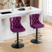 Swivel Velvet Barstools Adjusatble Seat Height from 25-33 Inch,17.7inch base, Modern Upholstered Bar Stools with Backs Comfortable Tufted for Home Pub and Kitchen Island,Purple,Set of 2,SW1812PP - DTYStore