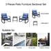 3 Pieces Patio Bistro Set Outdoor Rocking Chair w Blue Cushion for Yard Garden Poolside - DTYStore