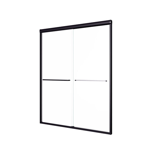 Modern Semi-Frameless Double Sliding Shower Door with Matte Black Finish, 1/4' SGCC Tempered Glass, 56'-60'W x 72'H - Image 14