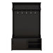 Hall Tree with Top Shelf and Storage Bench, Hallway Shoe Cabinet with Sliding Doors, Coat Rack with 5 Hanging Hooks for Entryways Hallways, Black - DTYStore
