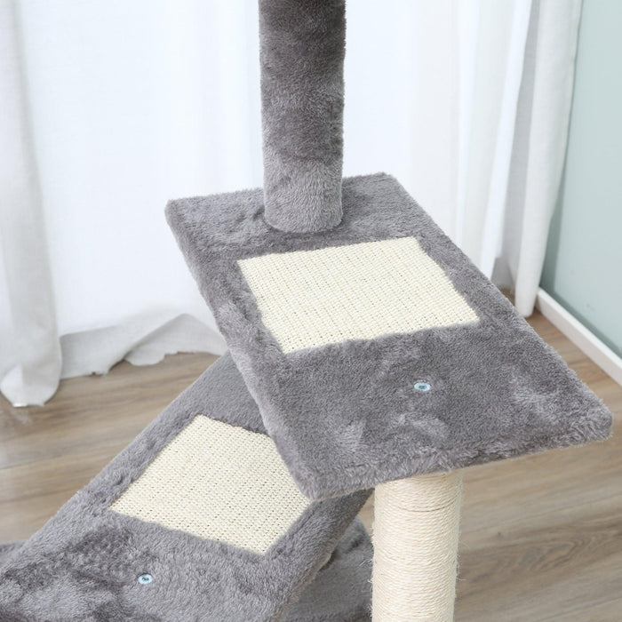 40" 5-Level Revolving Stair Cat Tree Scratcher Climbing Activity Tower with Play Center and Resting Perch, Grey - DTYStore