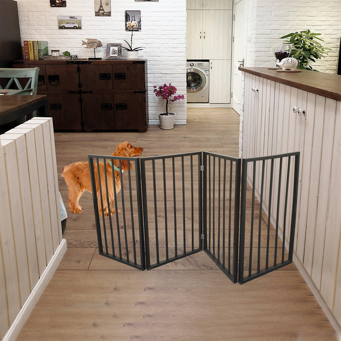Pet Gate - Dog Gate for Doorways, Stairs or House Ã¢â‚¬â€œ Freestanding, Folding, brown, Arc Wooden